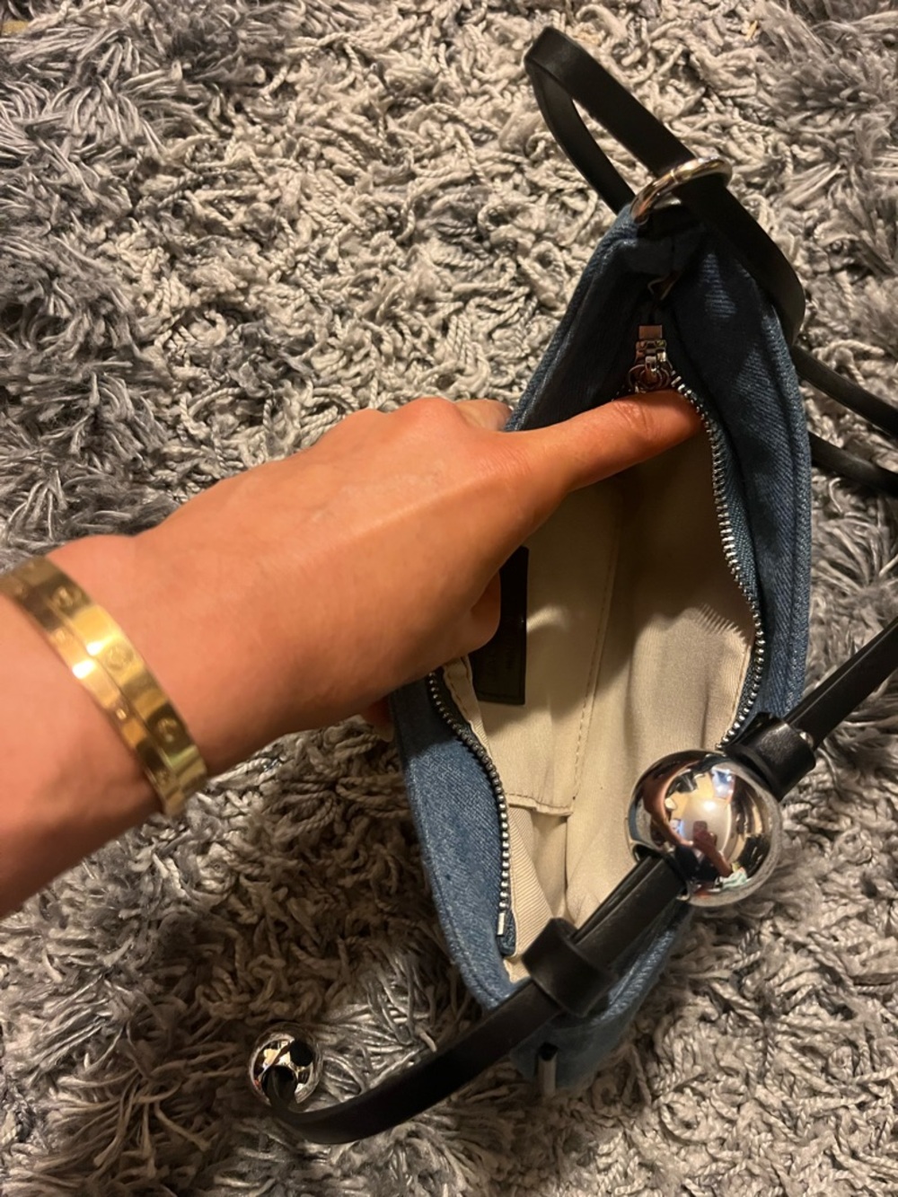 Jacquemus Denim Crescent Shoulder Bag with Black Strap - Picture 9 of 10
